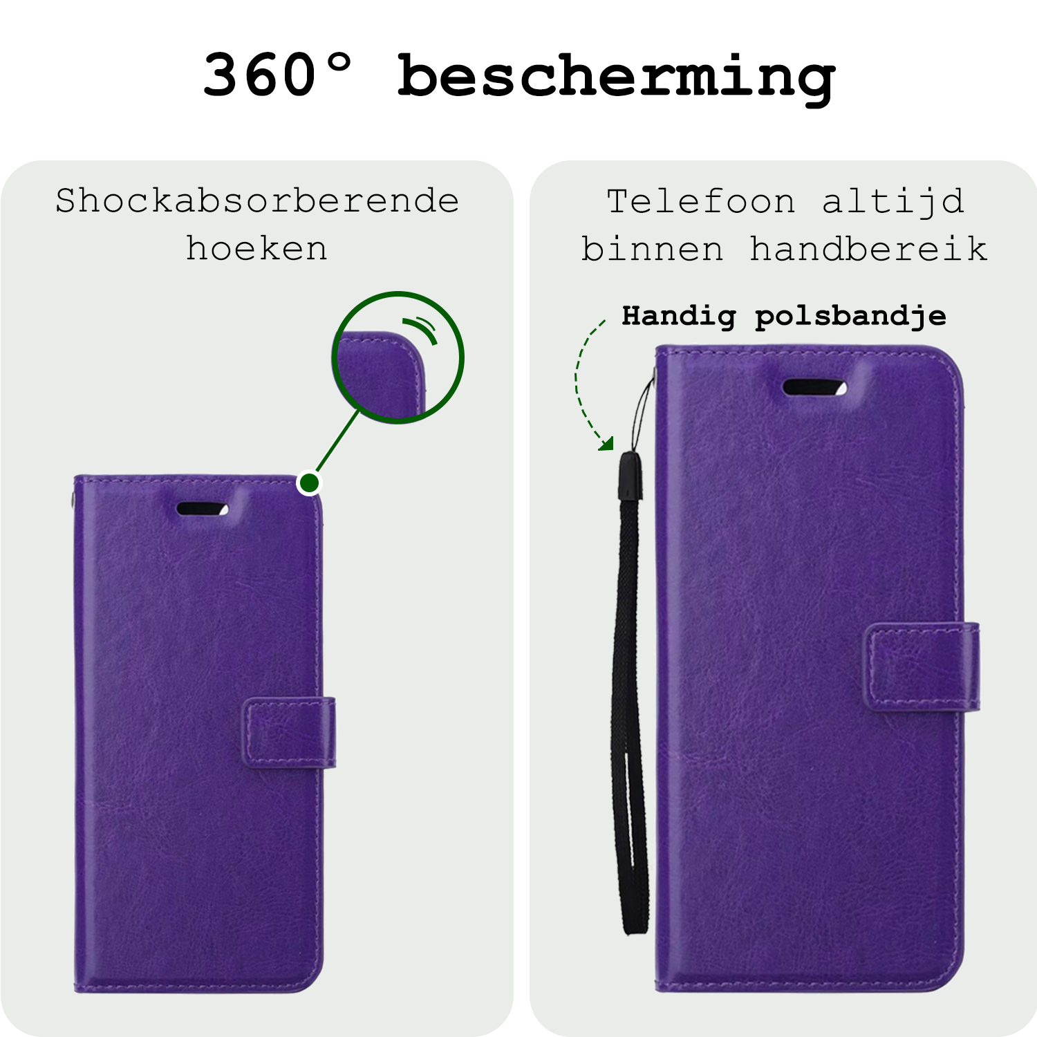 BASEY. Hoesje Geschikt voor OnePlus Nord CE4 Hoesje Book Case Hoes Portemonnee Cover Walletcase Met 2x Screenprotector - Hoes Geschikt voor OnePlus Nord CE4 Hoes Bookcase Hoesje - Paars