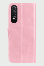 BASEY. Hoesje Geschikt voor OnePlus Nord CE4 Hoesje Book Case Hoes Portemonnee Cover Walletcase Met 2x Screenprotector - Hoes Geschikt voor OnePlus Nord CE4 Hoes Bookcase Hoesje - Lichtroze