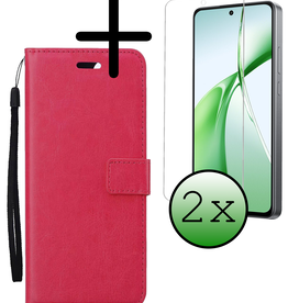 BASEY. BASEY. OnePlus Nord CE4 Hoesje Bookcase Met 2x Screenprotector - Donkerroze
