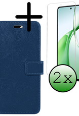 BASEY. Hoesje Geschikt voor OnePlus Nord CE4 Hoesje Book Case Hoes Portemonnee Cover Walletcase Met 2x Screenprotector - Hoes Geschikt voor OnePlus Nord CE4 Hoes Bookcase Hoesje - Donkerblauw