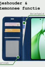 BASEY. Hoesje Geschikt voor OnePlus Nord CE4 Hoesje Book Case Hoes Portemonnee Cover Walletcase Met 2x Screenprotector - Hoes Geschikt voor OnePlus Nord CE4 Hoes Bookcase Hoesje - Donkerblauw