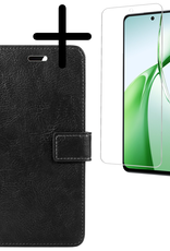 BASEY. Hoesje Geschikt voor OnePlus Nord CE4 Hoesje Book Case Hoes Portemonnee Cover Walletcase Met Screenprotector - Hoes Geschikt voor OnePlus Nord CE4 Hoes Bookcase Hoesje - Zwart