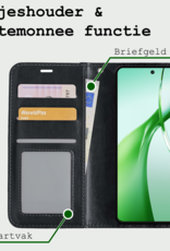 BASEY. Hoesje Geschikt voor OnePlus Nord CE4 Hoesje Book Case Hoes Portemonnee Cover Walletcase Met Screenprotector - Hoes Geschikt voor OnePlus Nord CE4 Hoes Bookcase Hoesje - Zwart