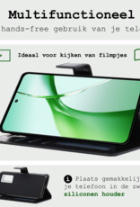 BASEY. Hoesje Geschikt voor OnePlus Nord CE4 Hoesje Book Case Hoes Portemonnee Cover Walletcase Met Screenprotector - Hoes Geschikt voor OnePlus Nord CE4 Hoes Bookcase Hoesje - Zwart