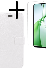 BASEY. Hoesje Geschikt voor OnePlus Nord CE4 Hoesje Book Case Hoes Portemonnee Cover Walletcase Met Screenprotector - Hoes Geschikt voor OnePlus Nord CE4 Hoes Bookcase Hoesje - Wit