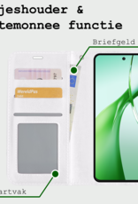 BASEY. Hoesje Geschikt voor OnePlus Nord CE4 Hoesje Book Case Hoes Portemonnee Cover Walletcase Met Screenprotector - Hoes Geschikt voor OnePlus Nord CE4 Hoes Bookcase Hoesje - Wit