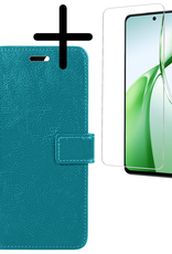 BASEY. Hoesje Geschikt voor OnePlus Nord CE4 Hoesje Book Case Hoes Portemonnee Cover Walletcase Met Screenprotector - Hoes Geschikt voor OnePlus Nord CE4 Hoes Bookcase Hoesje - Turquoise