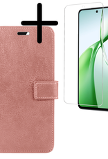 BASEY. Hoesje Geschikt voor OnePlus Nord CE4 Hoesje Book Case Hoes Portemonnee Cover Walletcase Met Screenprotector - Hoes Geschikt voor OnePlus Nord CE4 Hoes Bookcase Hoesje - Rosé goud
