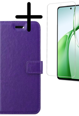 BASEY. Hoesje Geschikt voor OnePlus Nord CE4 Hoesje Book Case Hoes Portemonnee Cover Walletcase Met Screenprotector - Hoes Geschikt voor OnePlus Nord CE4 Hoes Bookcase Hoesje - Paars