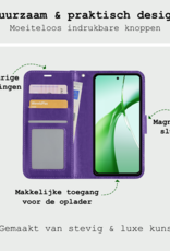 BASEY. Hoesje Geschikt voor OnePlus Nord CE4 Hoesje Book Case Hoes Portemonnee Cover Walletcase Met Screenprotector - Hoes Geschikt voor OnePlus Nord CE4 Hoes Bookcase Hoesje - Paars
