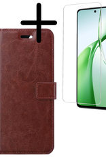 BASEY. Hoesje Geschikt voor OnePlus Nord CE4 Hoesje Book Case Hoes Portemonnee Cover Walletcase Met Screenprotector - Hoes Geschikt voor OnePlus Nord CE4 Hoes Bookcase Hoesje - Bruin