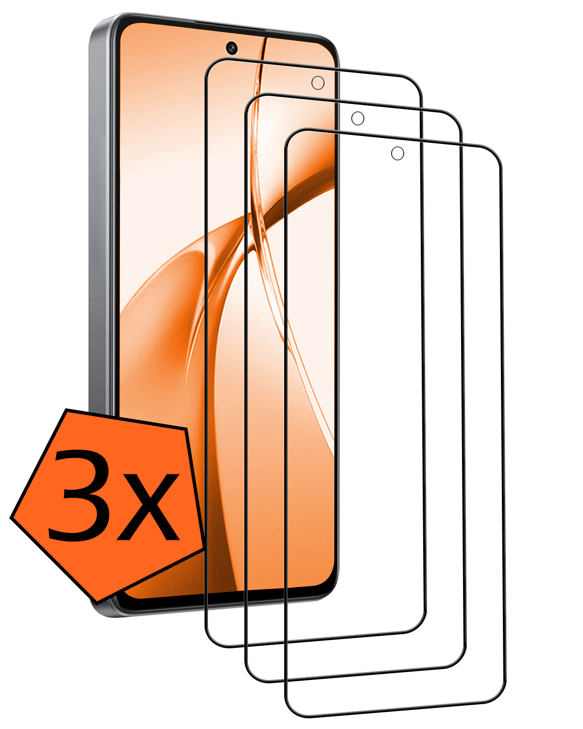 Nomfy Screenprotector Geschikt voor OnePlus Nord CE4 Screenprotector Glas Gehard Tempered Glass Full Cover - Screenprotector Geschikt voor OnePlus Nord CE4 Screen Protector Screen Cover - 3 PACK