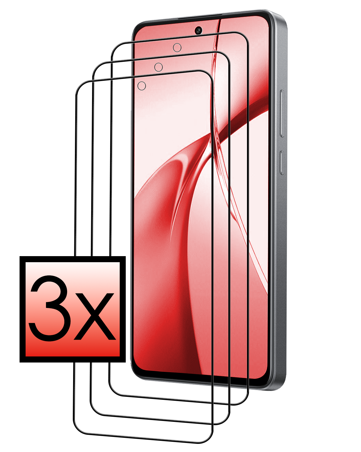 NoXx Screenprotector Geschikt voor OnePlus Nord CE4 Screenprotector Glas Gehard Tempered Glass Full Cover - Screenprotector Geschikt voor OnePlus Nord CE4 Screen Protector Screen Cover - 3 PACK
