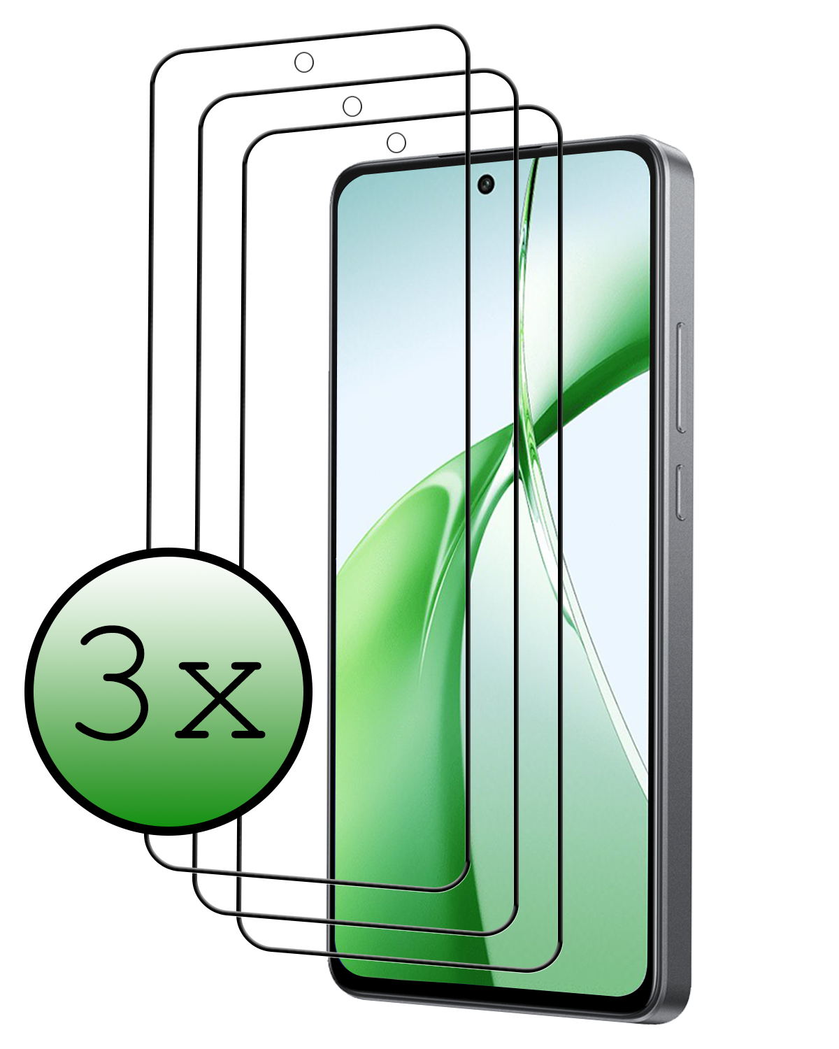 BASEY. Screenprotector Geschikt voor OnePlus Nord CE4 Screenprotector Glas Gehard Tempered Glass Full Cover - Screenprotector Geschikt voor OnePlus Nord CE4 Screen Protector Screen Cover - 3 PACK