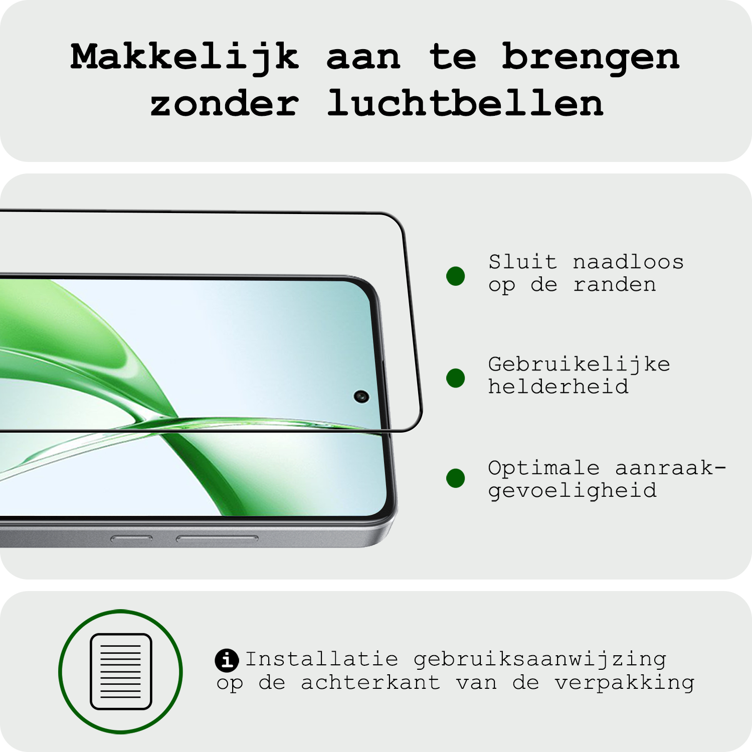 BASEY. Screenprotector Geschikt voor OnePlus Nord CE4 Screenprotector Glas Gehard Tempered Glass Full Cover - Screenprotector Geschikt voor OnePlus Nord CE4 Screen Protector Screen Cover
