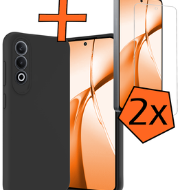 Nomfy Nomfy OnePlus Nord CE4 Hoesje Siliconen Met 2x Screenprotector - Zwart