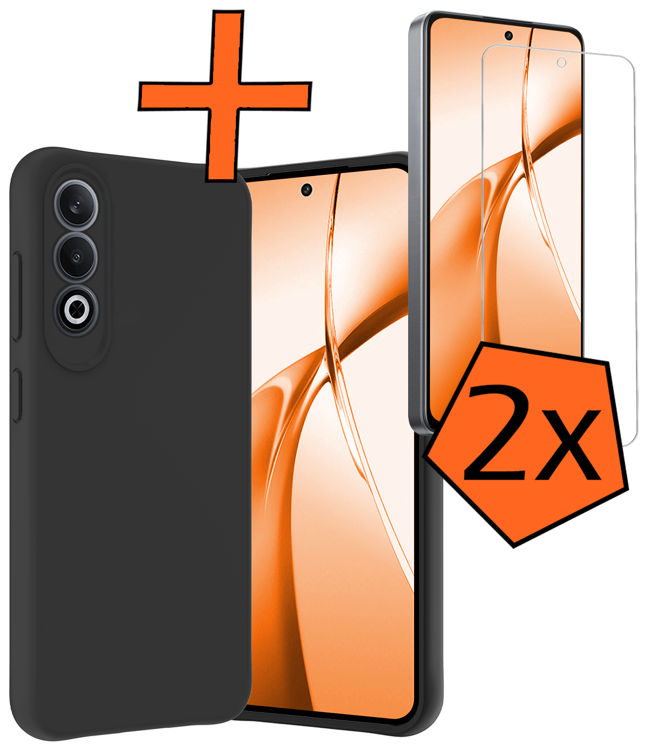 Nomfy Hoesje Geschikt voor OnePlus Nord CE4 Hoesje Siliconen Case Hoes Met 2x Screenprotector - Hoes Geschikt voor OnePlus Nord CE4 Hoes Cover Case - Zwart