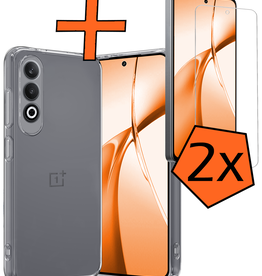 Nomfy Nomfy OnePlus Nord CE4 Hoesje Siliconen Met 2x Screenprotector - Transparant