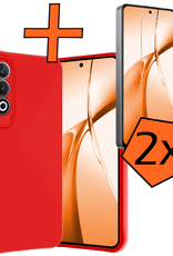 Nomfy Hoesje Geschikt voor OnePlus Nord CE4 Hoesje Siliconen Case Hoes Met 2x Screenprotector - Hoes Geschikt voor OnePlus Nord CE4 Hoes Cover Case - Rood