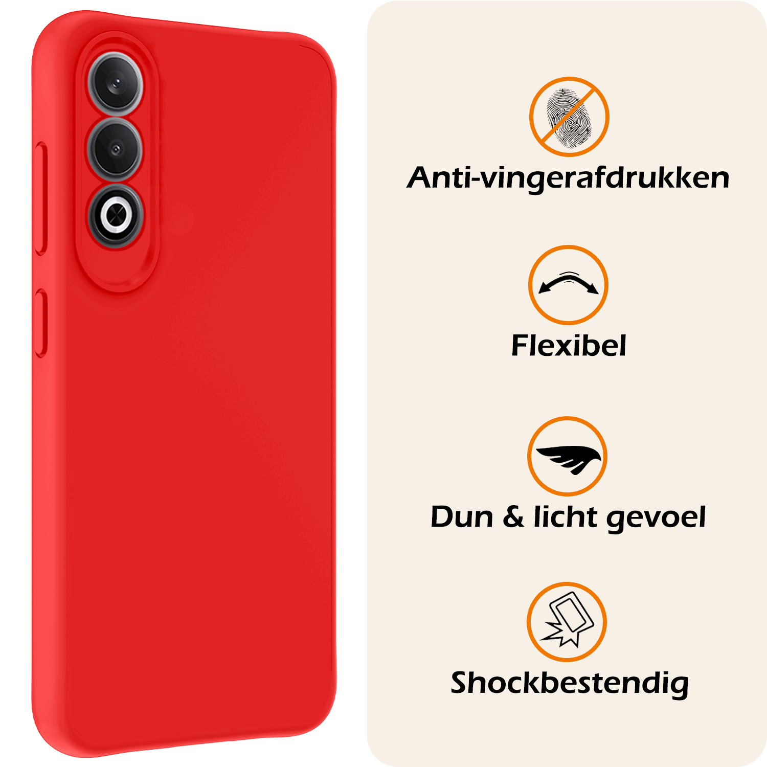 Nomfy Hoesje Geschikt voor OnePlus Nord CE4 Hoesje Siliconen Case Hoes Met 2x Screenprotector - Hoes Geschikt voor OnePlus Nord CE4 Hoes Cover Case - Rood
