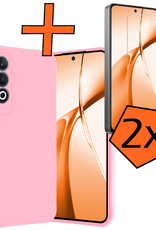 Nomfy Hoesje Geschikt voor OnePlus Nord CE4 Hoesje Siliconen Case Hoes Met 2x Screenprotector - Hoes Geschikt voor OnePlus Nord CE4 Hoes Cover Case - Lichtroze