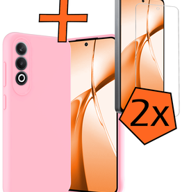 Nomfy Nomfy OnePlus Nord CE4 Hoesje Siliconen Met 2x Screenprotector - Lichtroze