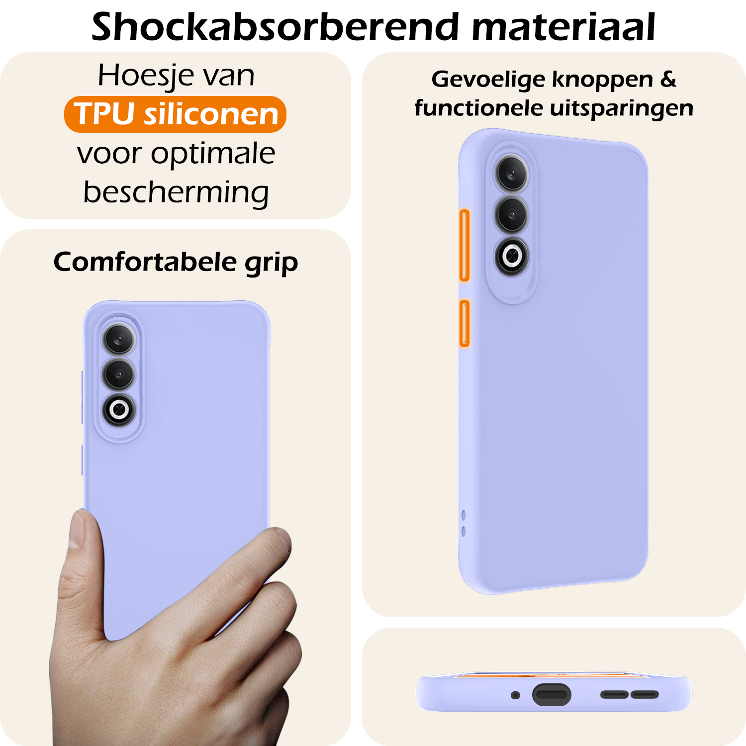 Nomfy Hoesje Geschikt voor OnePlus Nord CE4 Hoesje Siliconen Case Hoes Met 2x Screenprotector - Hoes Geschikt voor OnePlus Nord CE4 Hoes Cover Case - Lichtblauw