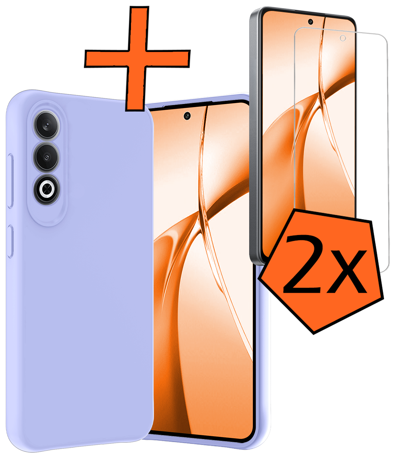 Nomfy Hoesje Geschikt voor OnePlus Nord CE4 Hoesje Siliconen Case Hoes Met 2x Screenprotector - Hoes Geschikt voor OnePlus Nord CE4 Hoes Cover Case - Lichtblauw