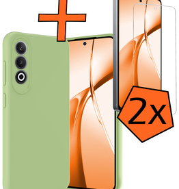 Nomfy Nomfy OnePlus Nord CE4 Hoesje Siliconen Met 2x Screenprotector - Groen