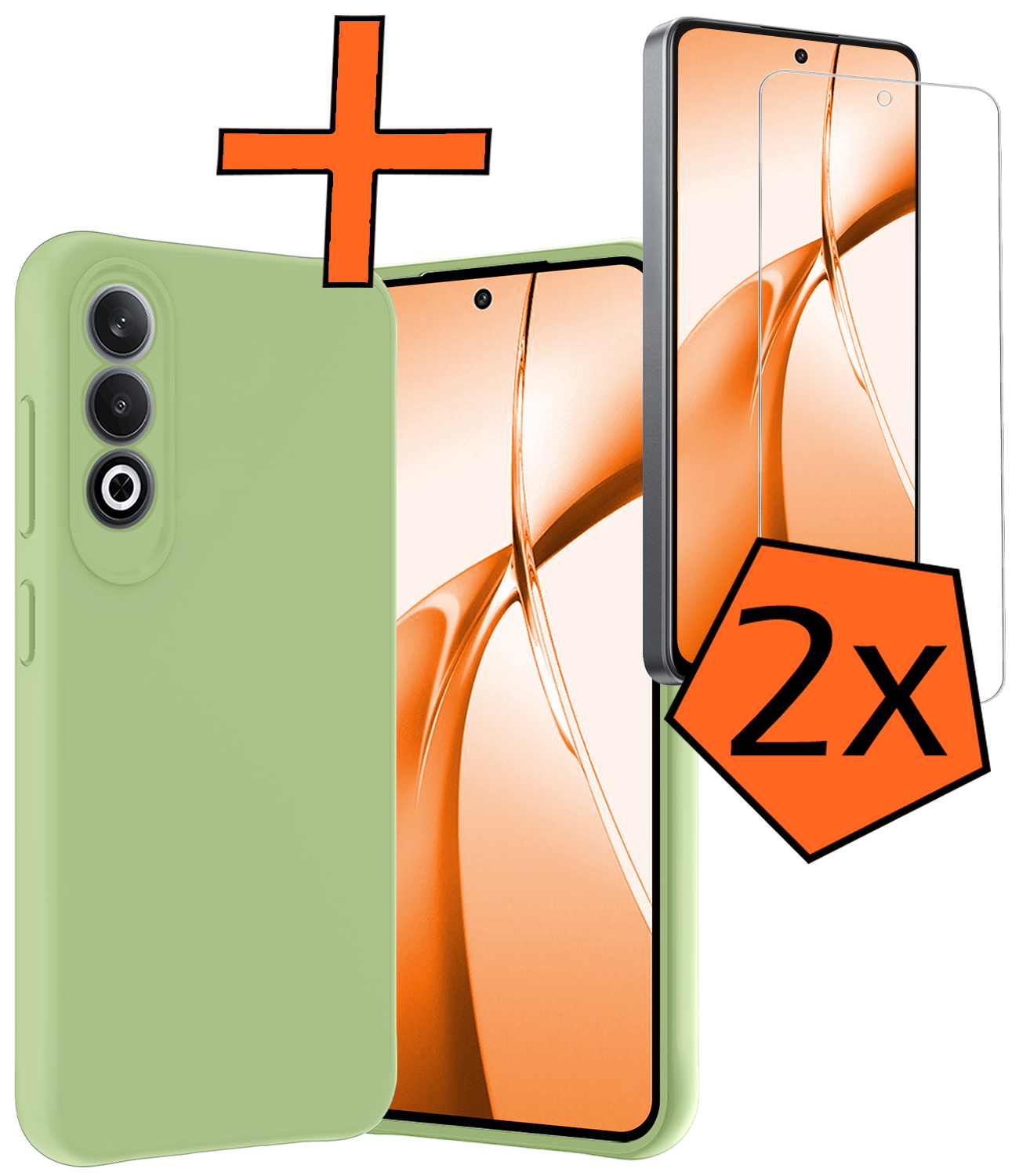 Nomfy Hoesje Geschikt voor OnePlus Nord CE4 Hoesje Siliconen Case Hoes Met 2x Screenprotector - Hoes Geschikt voor OnePlus Nord CE4 Hoes Cover Case - Groen