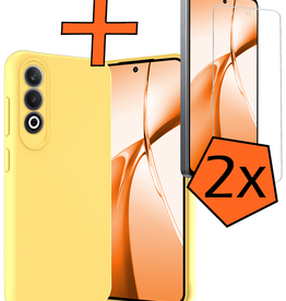 Nomfy Nomfy OnePlus Nord CE4 Hoesje Siliconen Met 2x Screenprotector - Geel