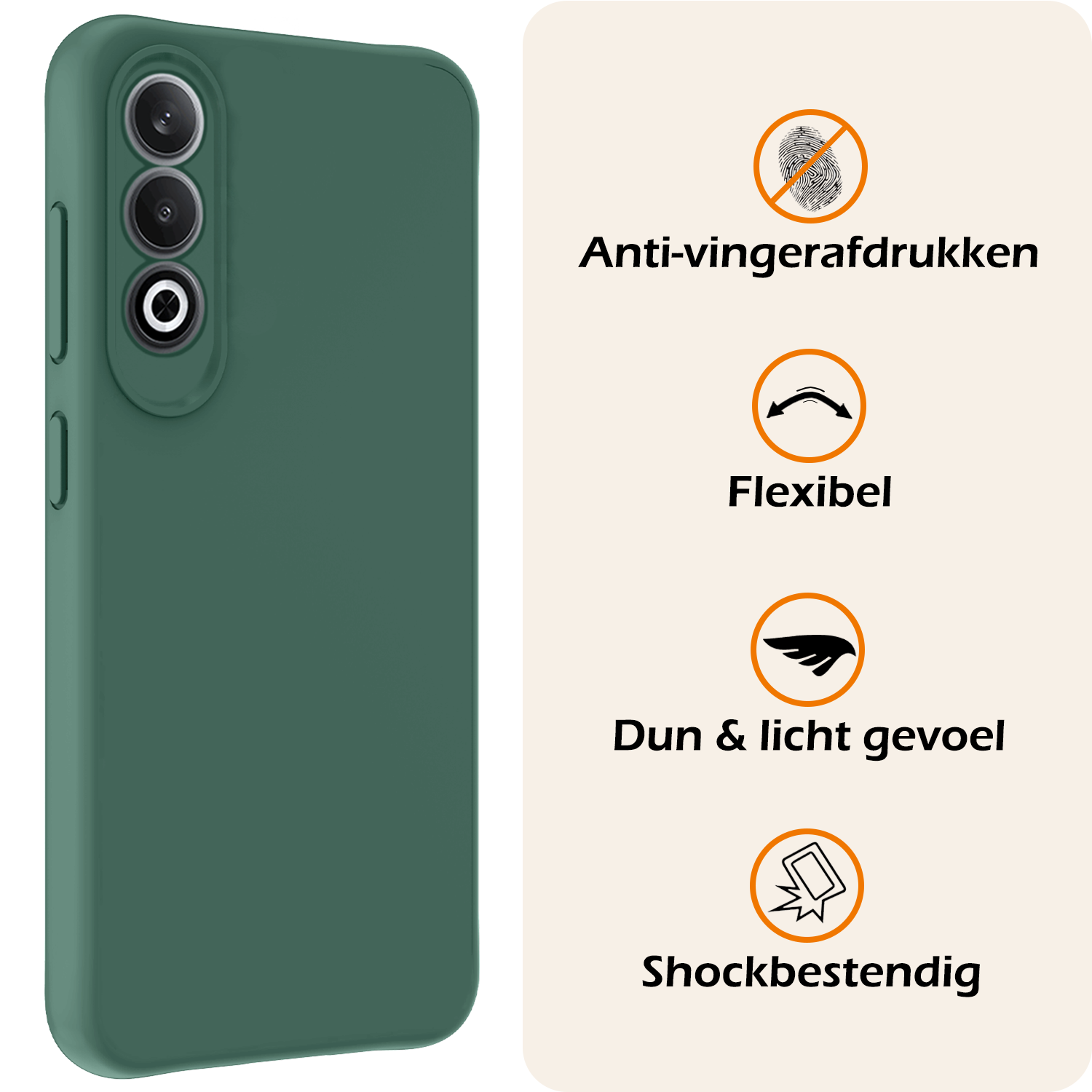 Nomfy Hoesje Geschikt voor OnePlus Nord CE4 Hoesje Siliconen Case Hoes Met 2x Screenprotector - Hoes Geschikt voor OnePlus Nord CE4 Hoes Cover Case - Donkergroen