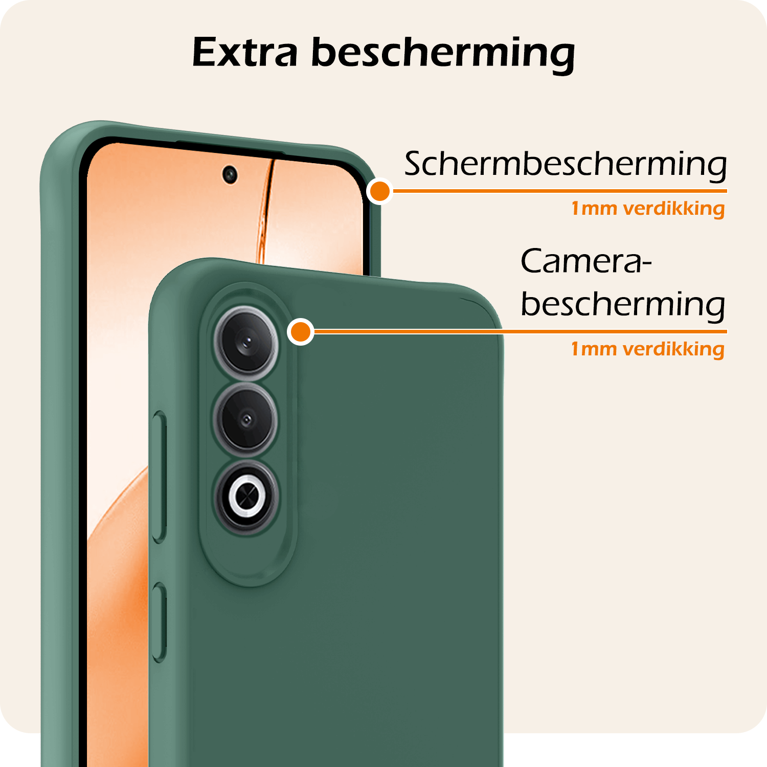 Nomfy Hoesje Geschikt voor OnePlus Nord CE4 Hoesje Siliconen Case Hoes Met 2x Screenprotector - Hoes Geschikt voor OnePlus Nord CE4 Hoes Cover Case - Donkergroen