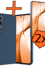 Nomfy Hoesje Geschikt voor OnePlus Nord CE4 Hoesje Siliconen Case Hoes Met 2x Screenprotector - Hoes Geschikt voor OnePlus Nord CE4 Hoes Cover Case - Donkerblauw