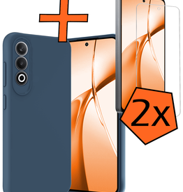 Nomfy Nomfy OnePlus Nord CE4 Hoesje Siliconen Met 2x Screenprotector - Donkerblauw