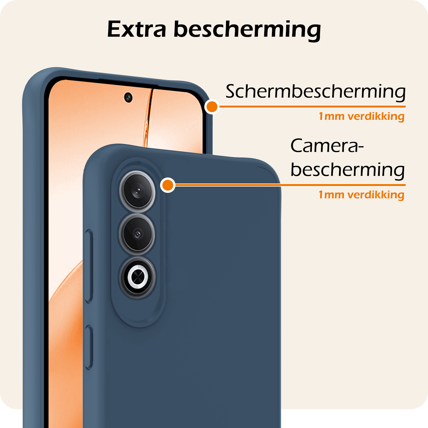 Nomfy Hoesje Geschikt voor OnePlus Nord CE4 Hoesje Siliconen Case Hoes Met 2x Screenprotector - Hoes Geschikt voor OnePlus Nord CE4 Hoes Cover Case - Donkerblauw