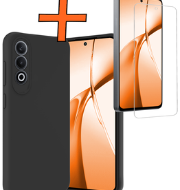 Nomfy Nomfy OnePlus Nord CE4 Hoesje Siliconen Met Screenprotector - Zwart