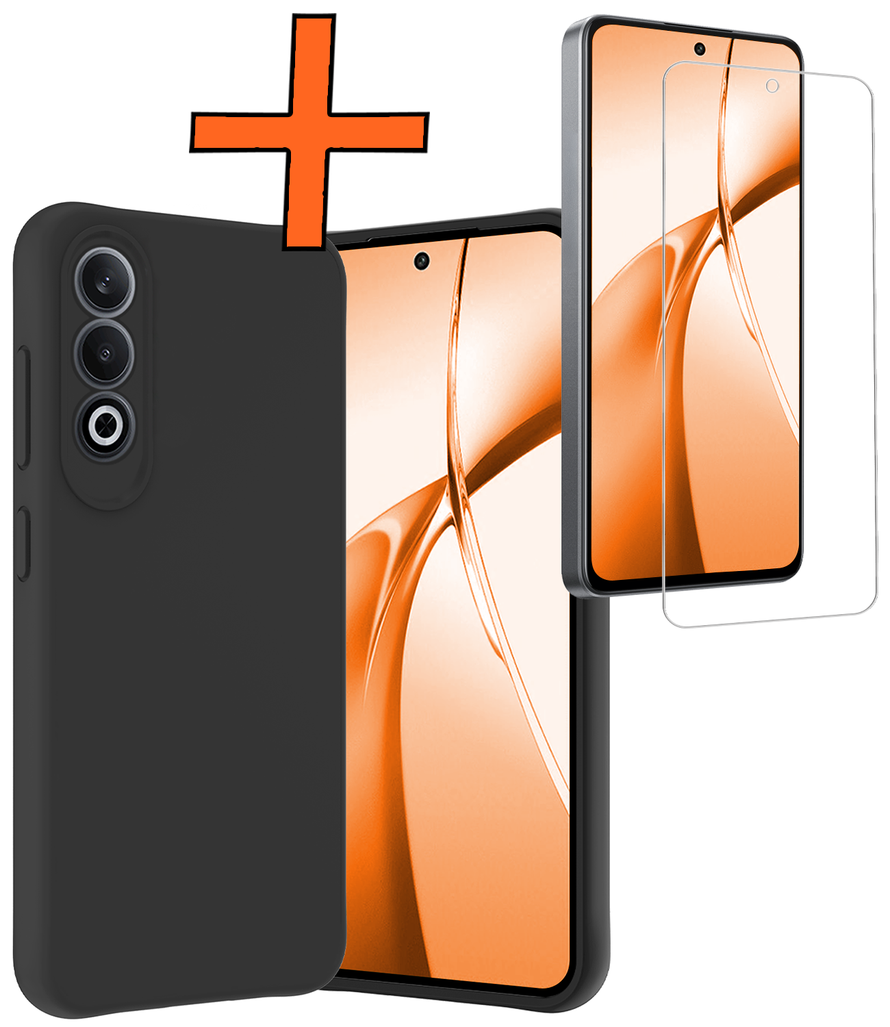 Nomfy Hoesje Geschikt voor OnePlus Nord CE4 Hoesje Siliconen Case Hoes Met Screenprotector - Hoes Geschikt voor OnePlus Nord CE4 Hoes Cover Case - Zwart