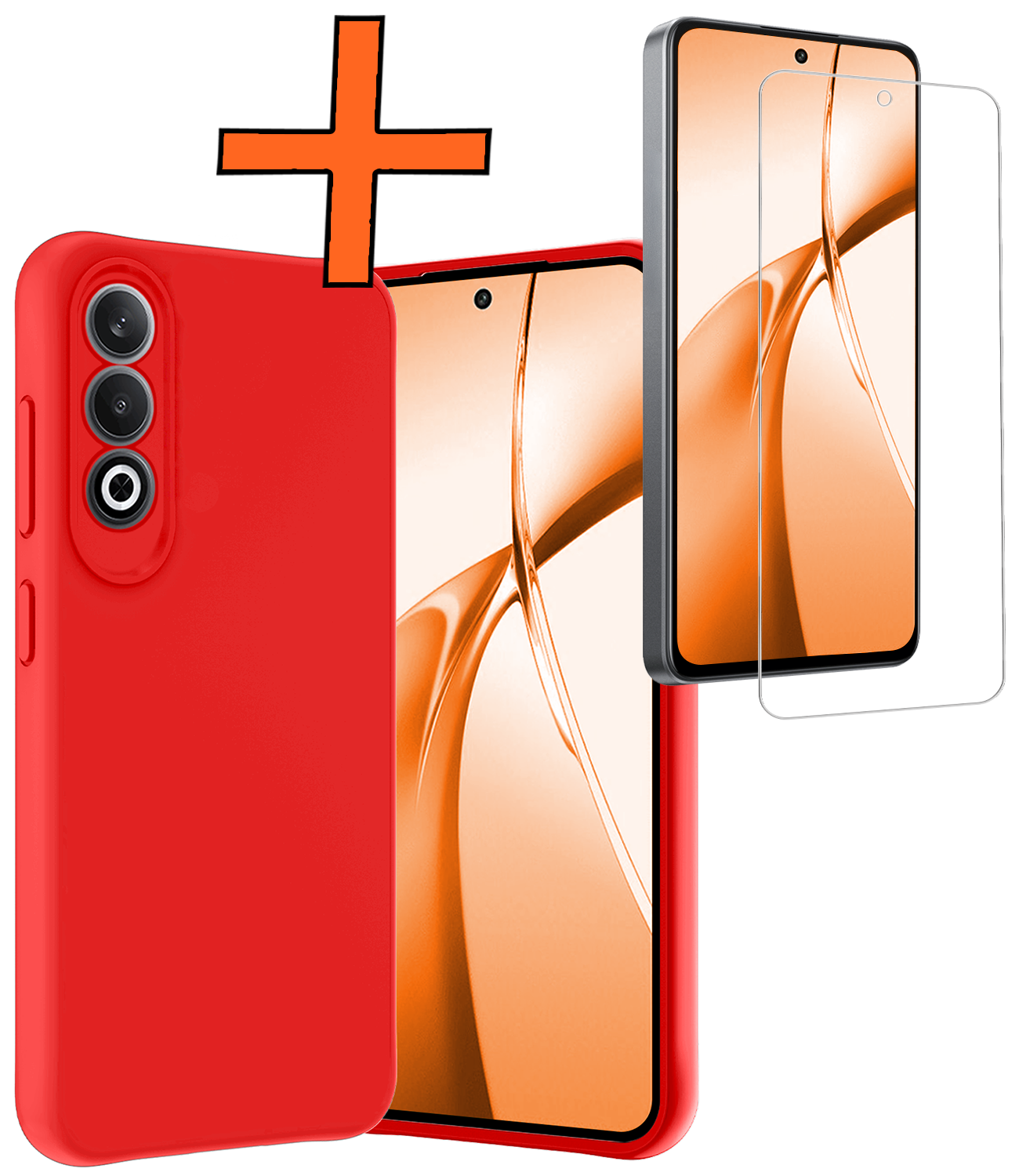 Nomfy Hoesje Geschikt voor OnePlus Nord CE4 Hoesje Siliconen Case Hoes Met Screenprotector - Hoes Geschikt voor OnePlus Nord CE4 Hoes Cover Case - Rood