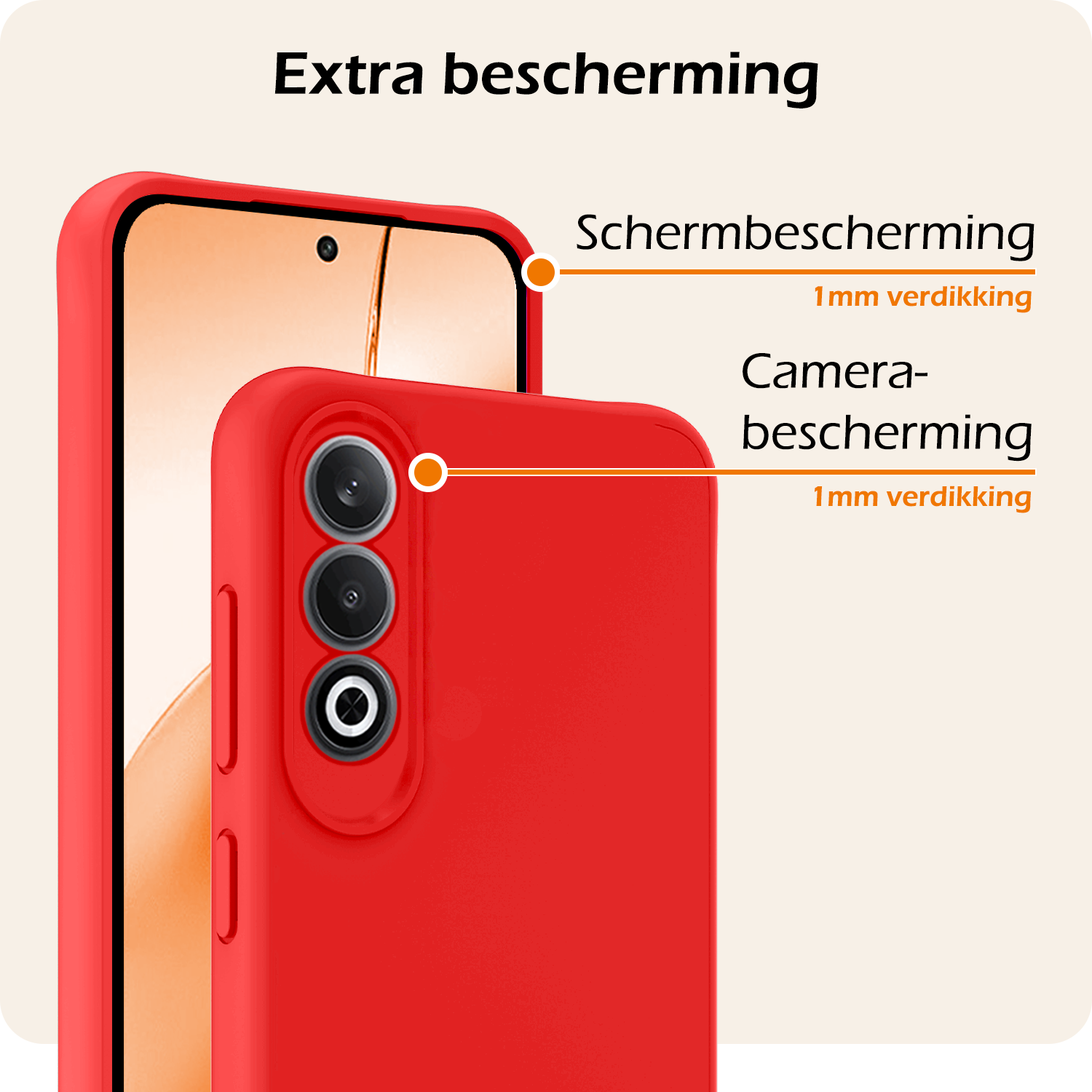 Nomfy Hoesje Geschikt voor OnePlus Nord CE4 Hoesje Siliconen Case Hoes Met Screenprotector - Hoes Geschikt voor OnePlus Nord CE4 Hoes Cover Case - Rood