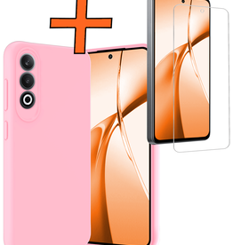 Nomfy Nomfy OnePlus Nord CE4 Hoesje Siliconen Met Screenprotector - Lichtroze