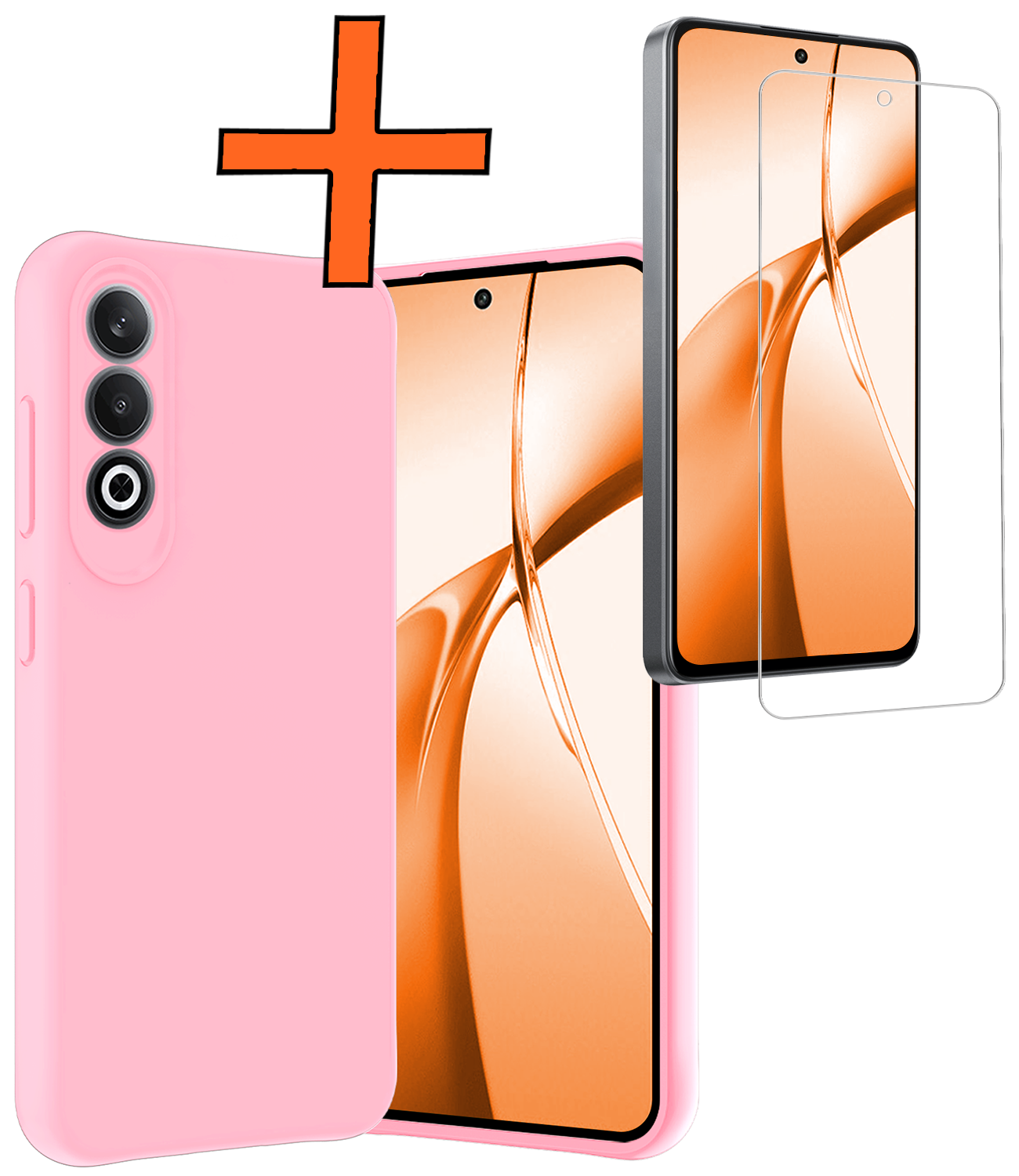 Nomfy Hoesje Geschikt voor OnePlus Nord CE4 Hoesje Siliconen Case Hoes Met Screenprotector - Hoes Geschikt voor OnePlus Nord CE4 Hoes Cover Case - Lichtroze