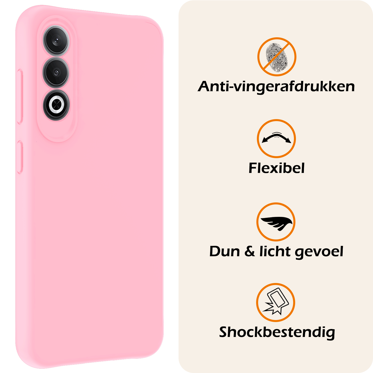 Nomfy Hoesje Geschikt voor OnePlus Nord CE4 Hoesje Siliconen Case Hoes Met Screenprotector - Hoes Geschikt voor OnePlus Nord CE4 Hoes Cover Case - Lichtroze