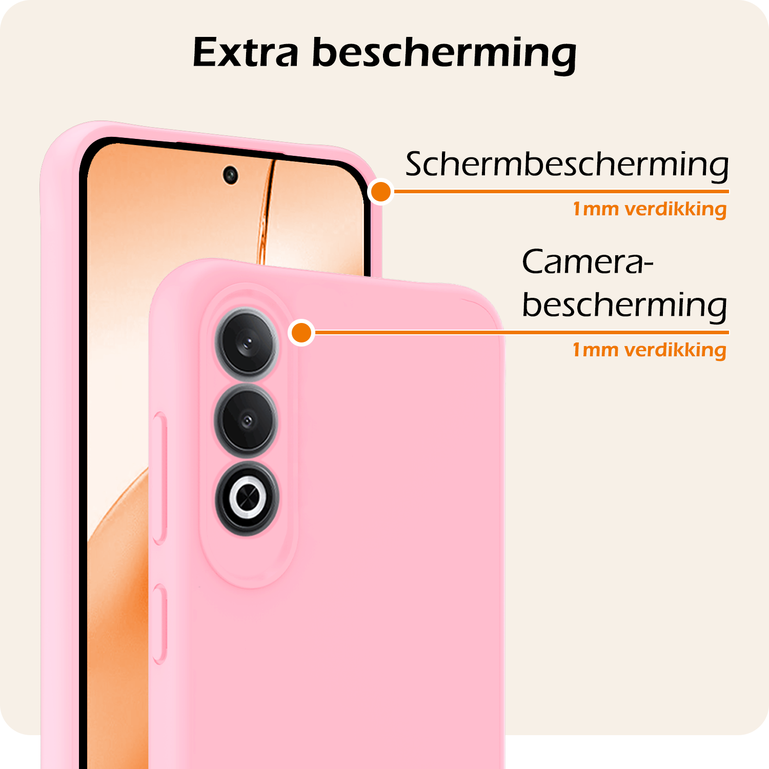 Nomfy Hoesje Geschikt voor OnePlus Nord CE4 Hoesje Siliconen Case Hoes Met Screenprotector - Hoes Geschikt voor OnePlus Nord CE4 Hoes Cover Case - Lichtroze