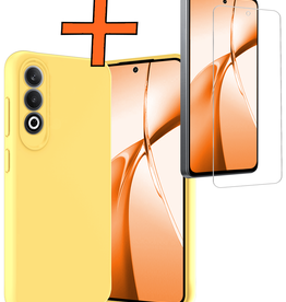 Nomfy Nomfy OnePlus Nord CE4 Hoesje Siliconen Met Screenprotector - Geel