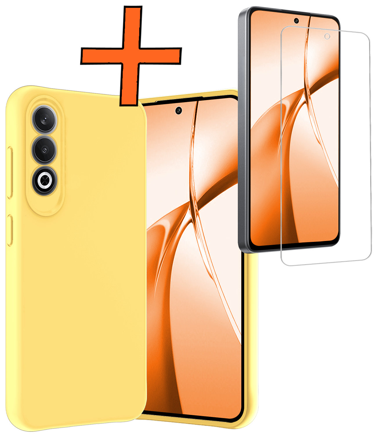 Nomfy Hoesje Geschikt voor OnePlus Nord CE4 Hoesje Siliconen Case Hoes Met Screenprotector - Hoes Geschikt voor OnePlus Nord CE4 Hoes Cover Case - Geel