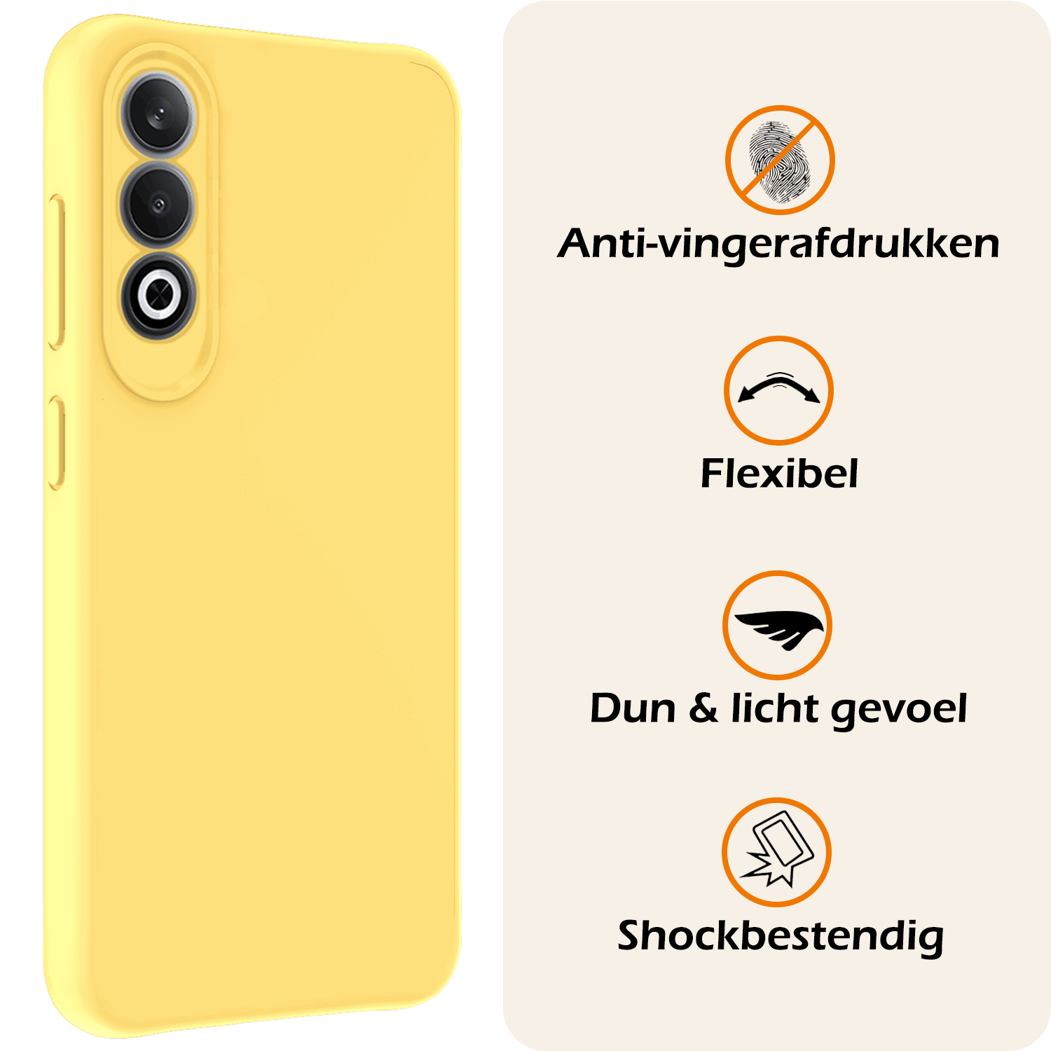 Nomfy Hoesje Geschikt voor OnePlus Nord CE4 Hoesje Siliconen Case Hoes Met Screenprotector - Hoes Geschikt voor OnePlus Nord CE4 Hoes Cover Case - Geel