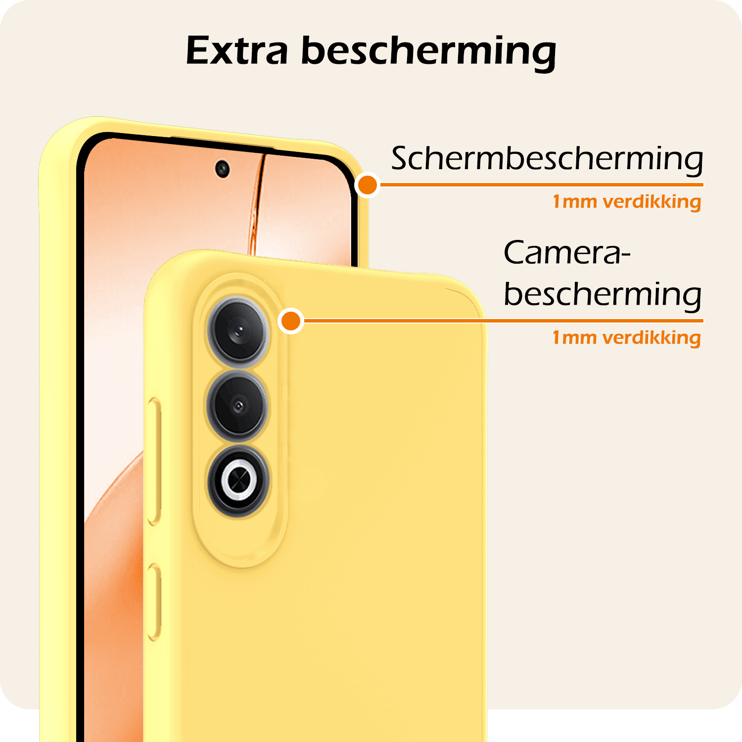 Nomfy Hoesje Geschikt voor OnePlus Nord CE4 Hoesje Siliconen Case Hoes Met Screenprotector - Hoes Geschikt voor OnePlus Nord CE4 Hoes Cover Case - Geel