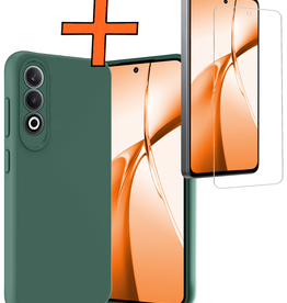 Nomfy Nomfy OnePlus Nord CE4 Hoesje Siliconen Met Screenprotector - Donkergroen
