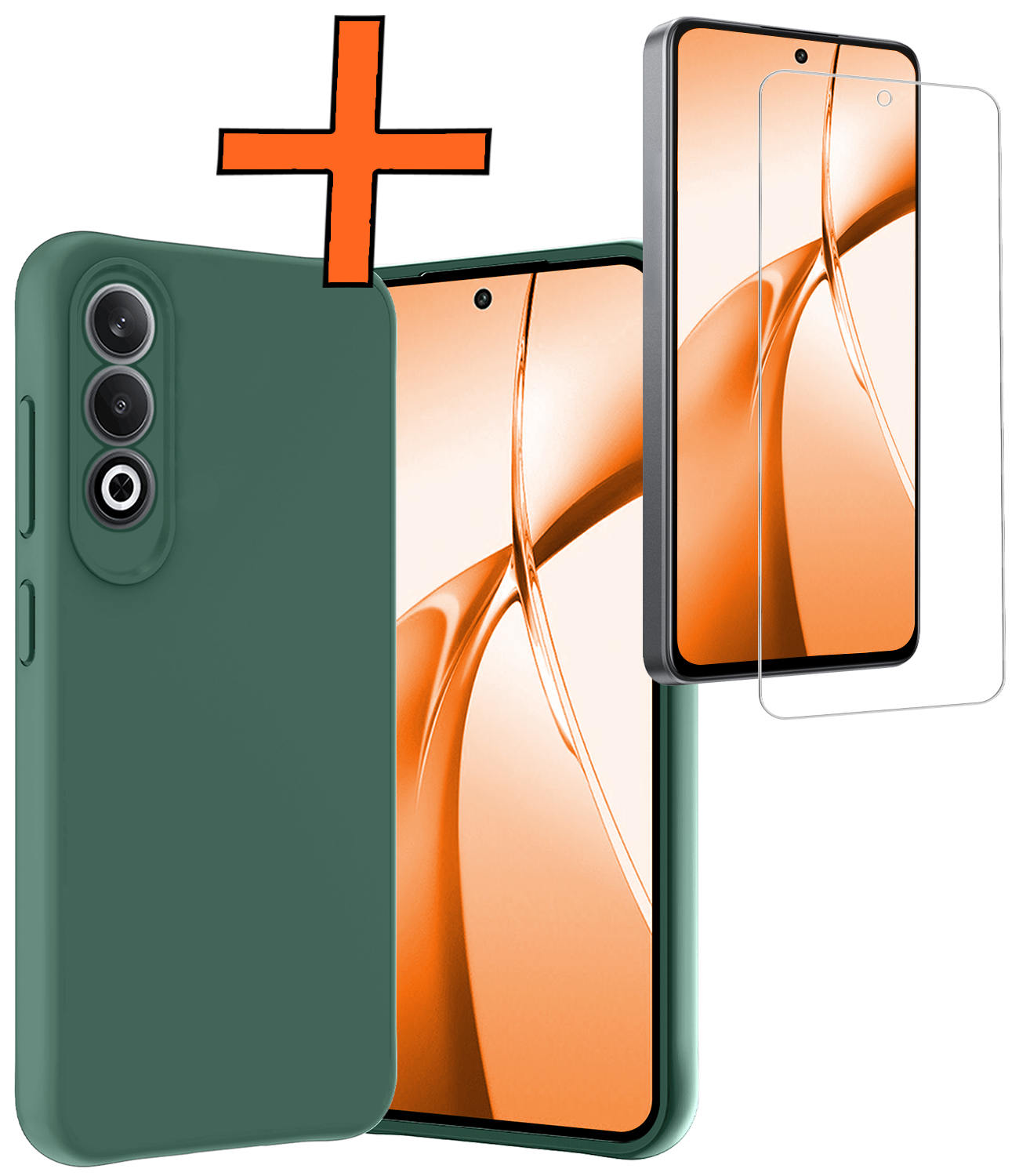 Nomfy Hoesje Geschikt voor OnePlus Nord CE4 Hoesje Siliconen Case Hoes Met Screenprotector - Hoes Geschikt voor OnePlus Nord CE4 Hoes Cover Case - Donkergroen
